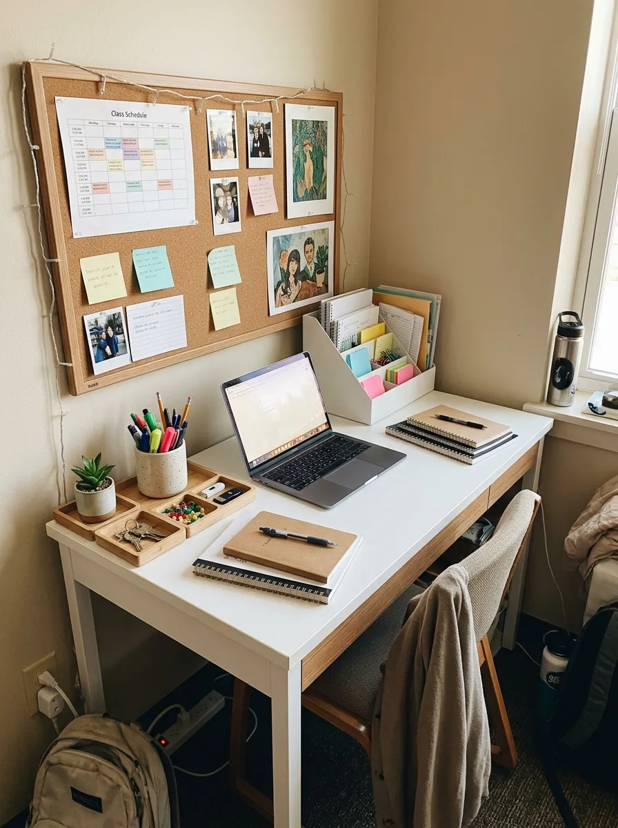 26 Dorm Room Decor Ideas for a Fresh, Personal Look 6 Desk Organization