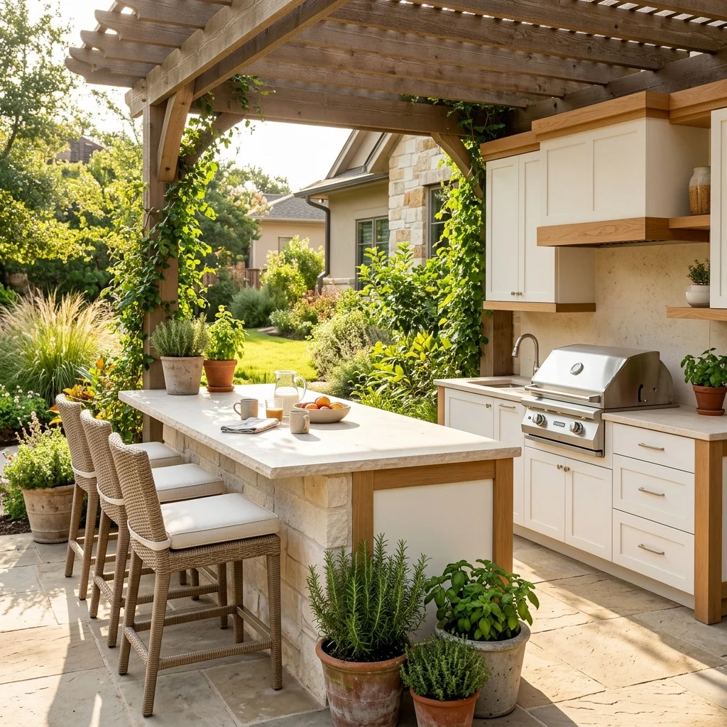 Outdoor Kitchen With Breakfast Bar