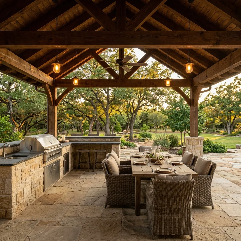 Outdoor Kitchen With Dining Pavilion