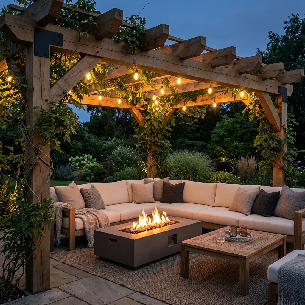Pergola Fire Pit Seating