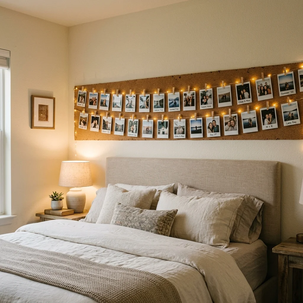 28 College Cork Board Ideas to Boost Campus Style Fast 10 Polaroid Memory Strip