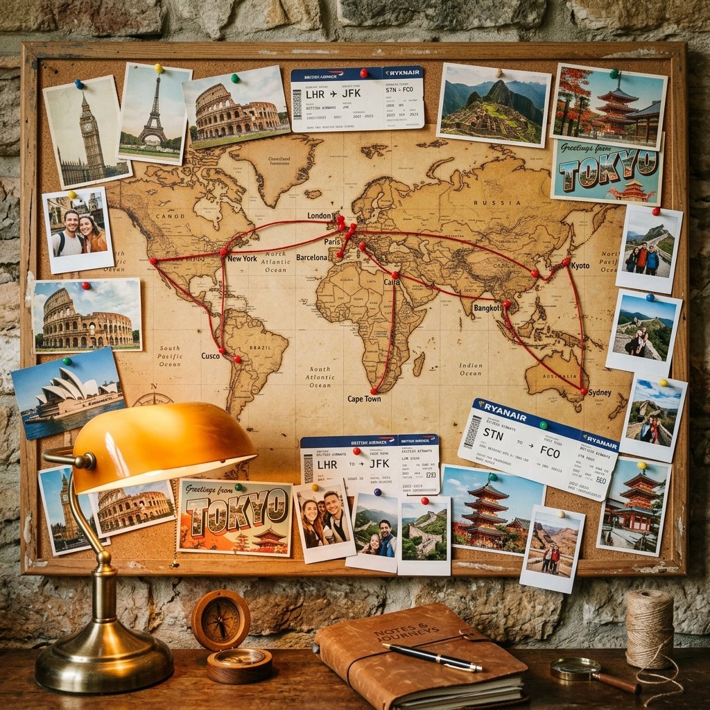 28 College Cork Board Ideas to Boost Campus Style Fast 18 Postcard Travel Map