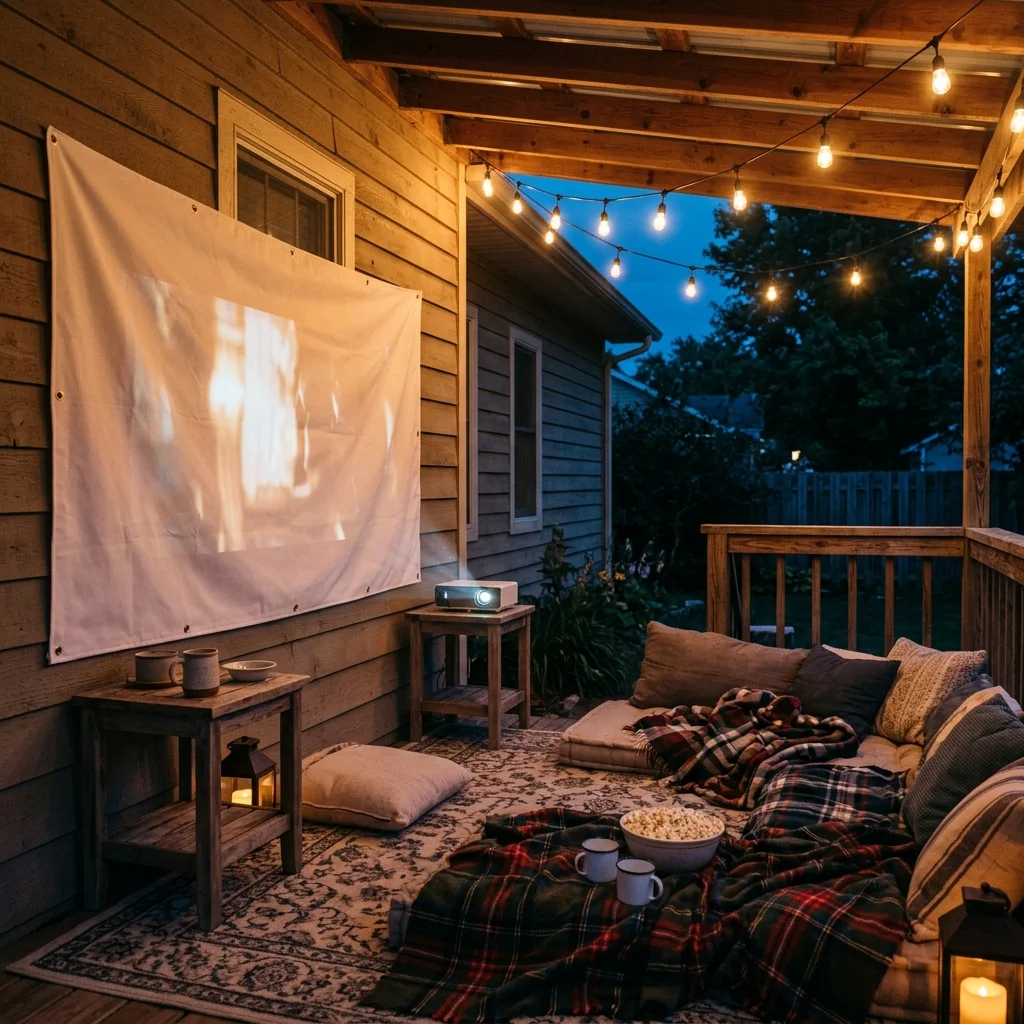 28 Back Porch Ideas That Feel Instantly Super Inviting 22 Outdoor Movie Nook