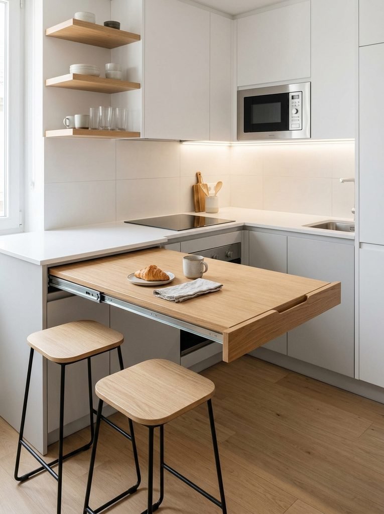 27 Breakfast Bar Ideas for Small Kitchens to Try Now 15 Pull-Out Breakfast Surface