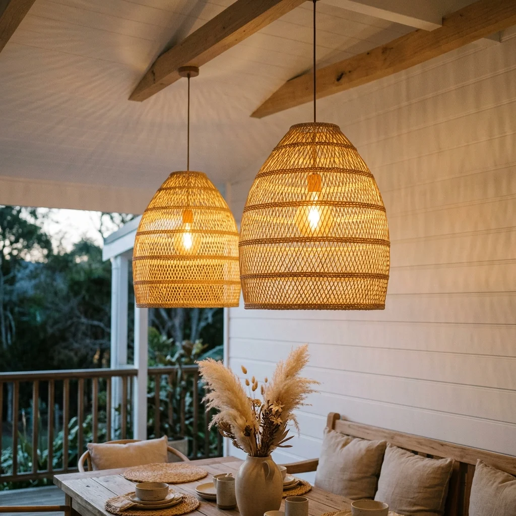 29 Covered Porch Ideas for a Warm, Welcoming Retreat 25 Rattan Pendant Lights