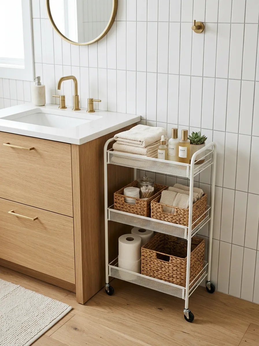 26 Small Bathroom Organization Ideas That Save Space 10 Slim Rolling Car