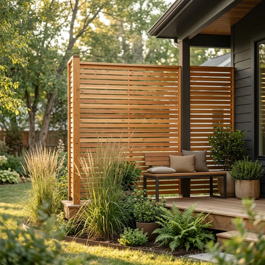 28 Back Porch Ideas That Feel Instantly Super Inviting 26 Slatted Privacy Screen