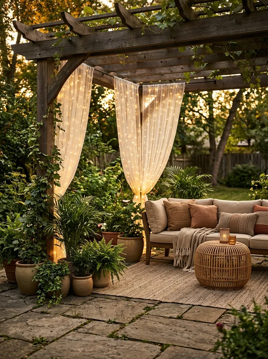 Pergola Corner Drapes