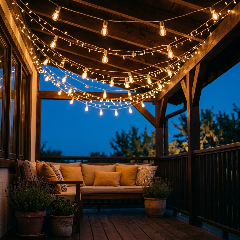 29 Covered Porch Ideas for a Warm, Welcoming Retreat 8 String Light Canopy