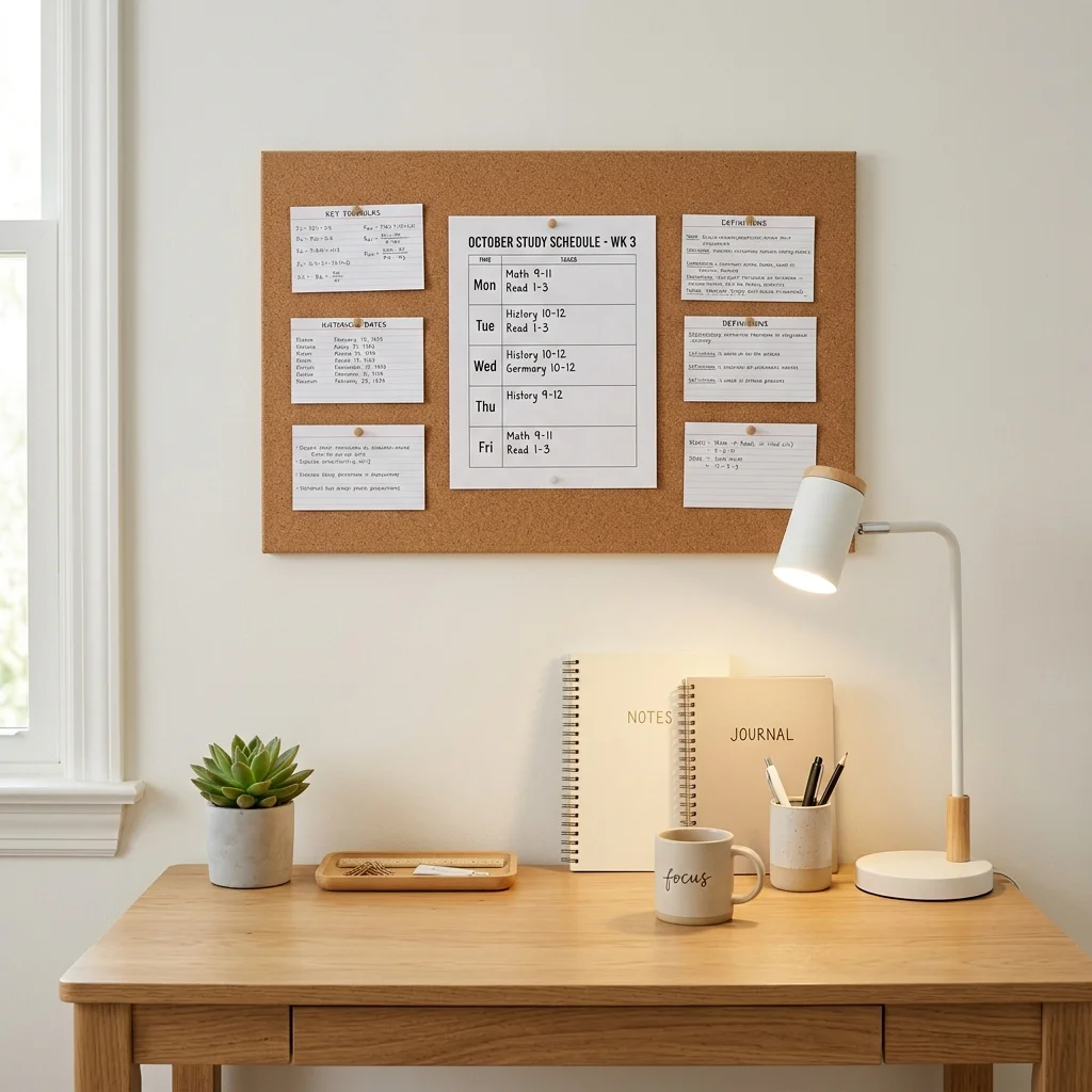 28 College Cork Board Ideas to Boost Campus Style Fast 6 Study Zone Setup