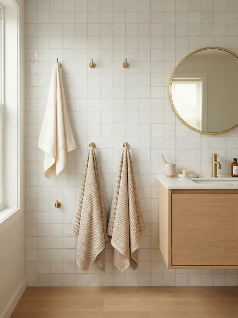 26 Small Bathroom Organization Ideas That Save Space 25 Vertical Towel Hooks