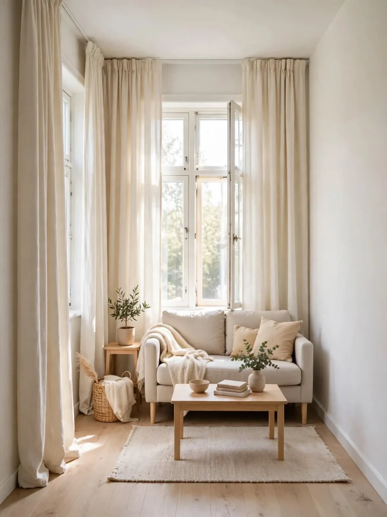 26 Very Small Living Room Ideas for a Spacious Feel 8 Vertical Curtain Panels