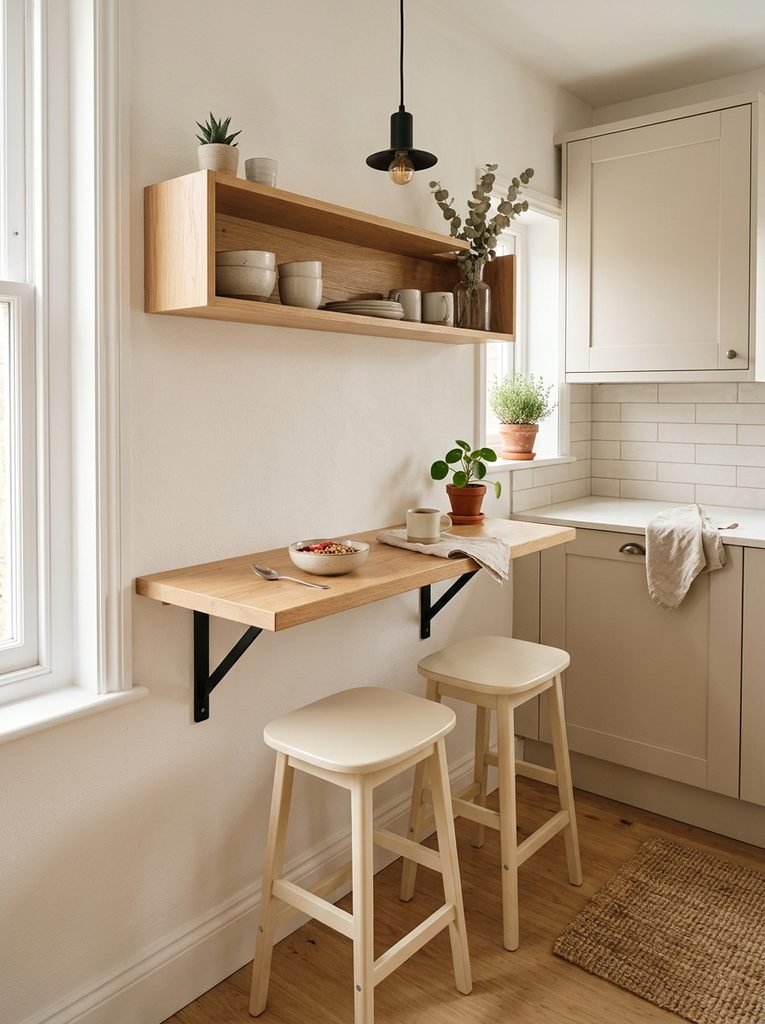 27 Breakfast Bar Ideas for Small Kitchens to Try Now 2 Wall-Mounted Breakfast Bar