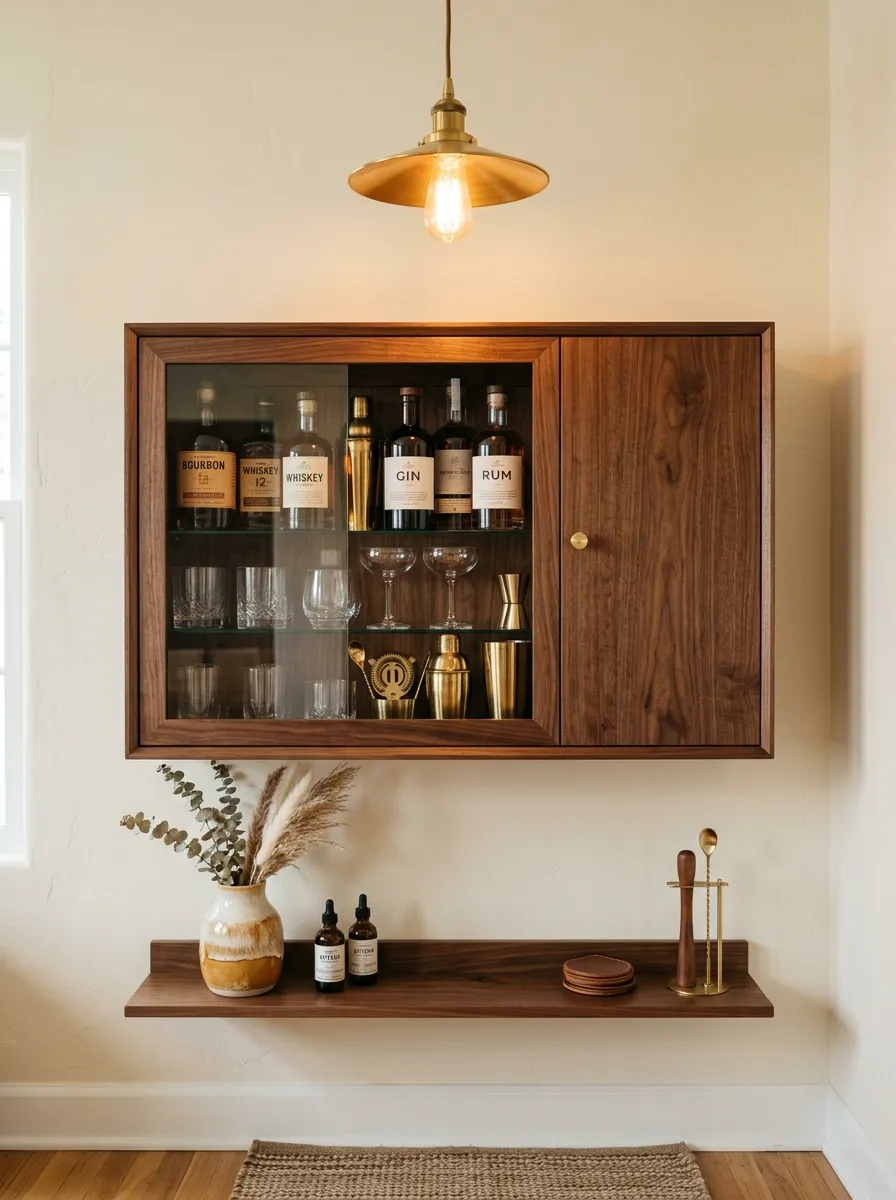 27 DIY Bar Shelf Ideas to Create Wow-Worthy Styles 26 Hanging Bar Cabinet