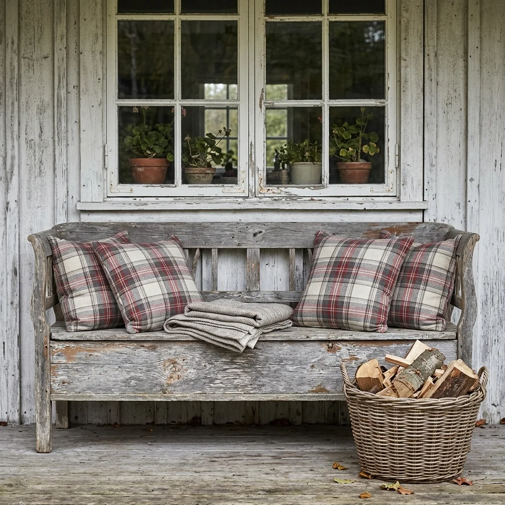 28 Back Porch Ideas That Feel Instantly Super Inviting 21 Weathered Wood Bench
